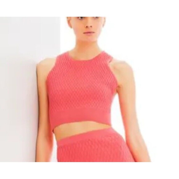 Johnathan Simkhai Criss Cross Hex Pink Halter Top Sz Sm - Picture 1 of 8